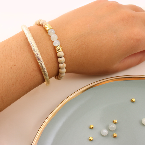 Bracciale Elastico di Pietra di Luna sfere 10mm